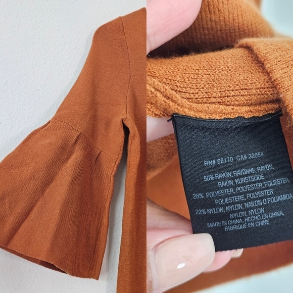 MOTH by Anthropologie Rust Bell Sleeve Tunic Sweater Dress Size XS - Picture 5 of 6